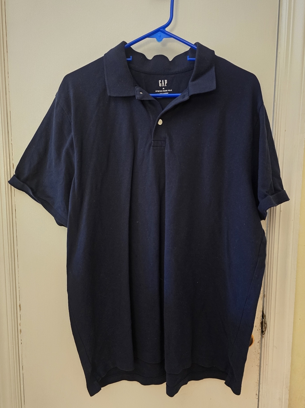 Men's GAP Stretch Pique Polo Shirt, Navy Blue, Size XL